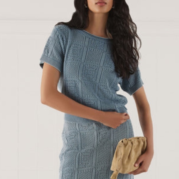 NWT Tuckernuck Indigo Pointelle Porter Top Size Medium - Picture 5 of 11